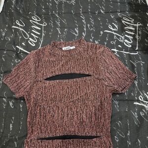 Love Women's Metallic Pink Short Sleeve Top
